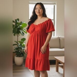 Sofia Jeans by Sofia Vergara Maxi Dress Holiday color Red Plus Sz 20 Ruffle Boho